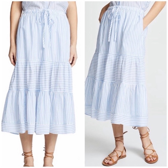 Xirena Malone Tiered Stripe Midi Skirt SZ S EUC - Picture 1 of 6
